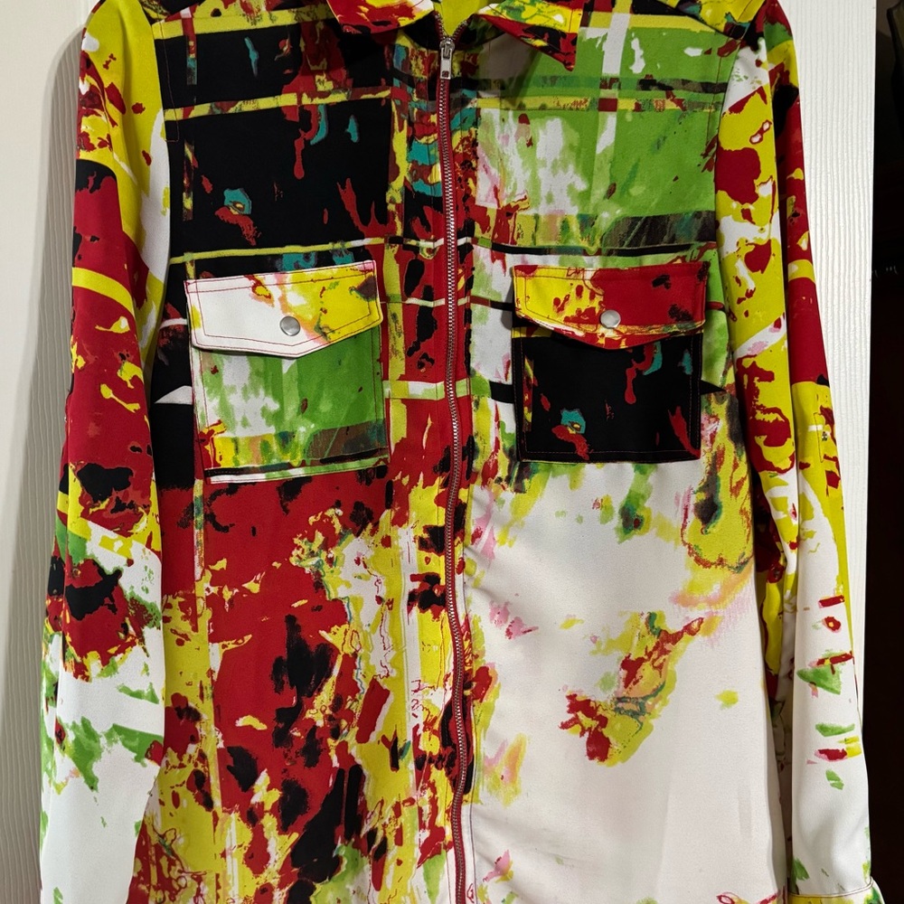 Tracy M. Multicolor Abstract Blouse